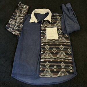ChArmkp Long Sleeve Button Down Shirt Mens LARGE Native Blanket